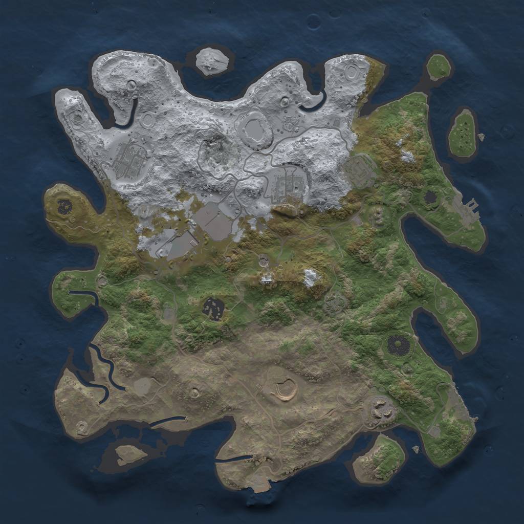 Rust Map: Procedural Map, Size: 3500, Seed: 1186322253, 15 Monuments