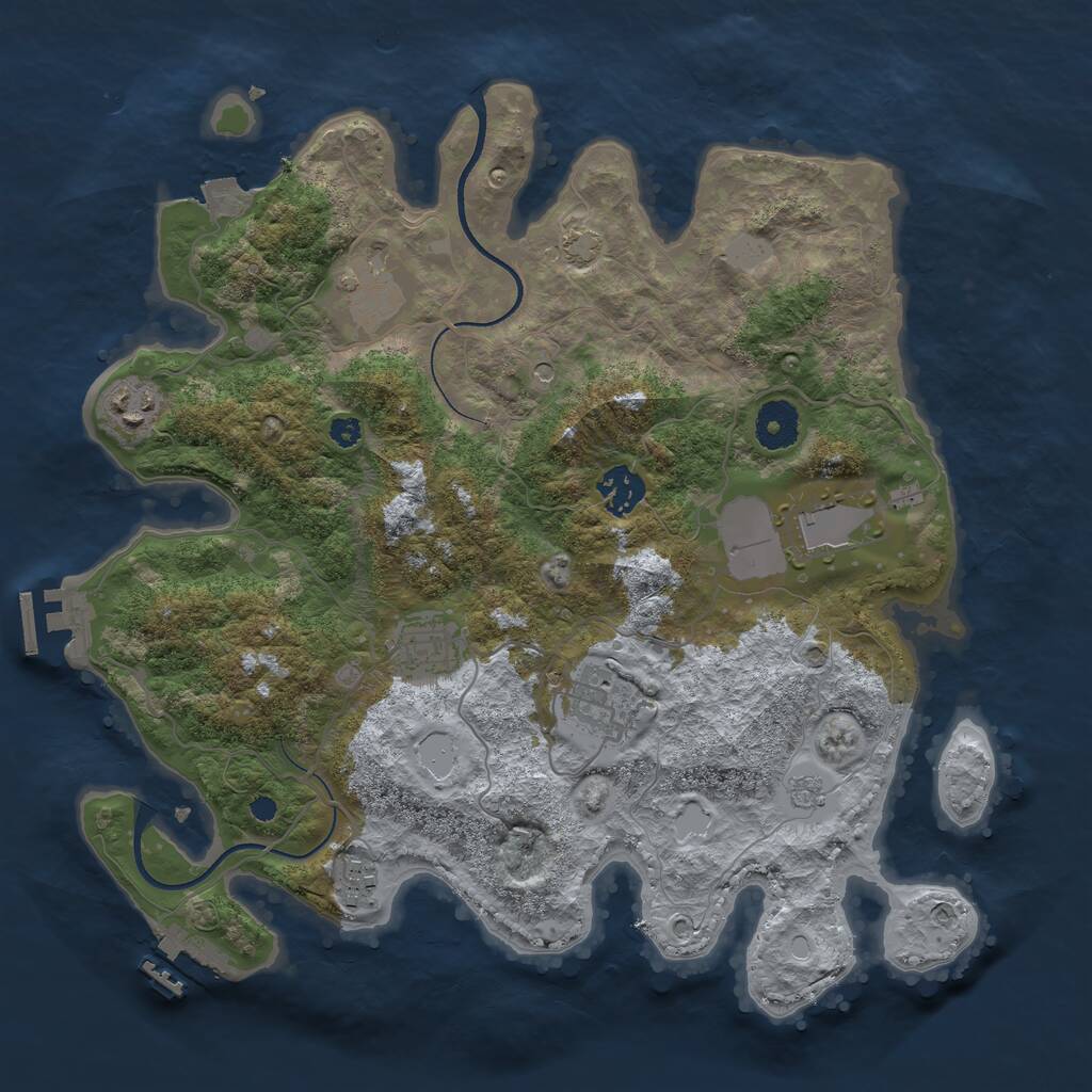 Rust Map: Procedural Map, Size: 3500, Seed: 415964360, 13 Monuments