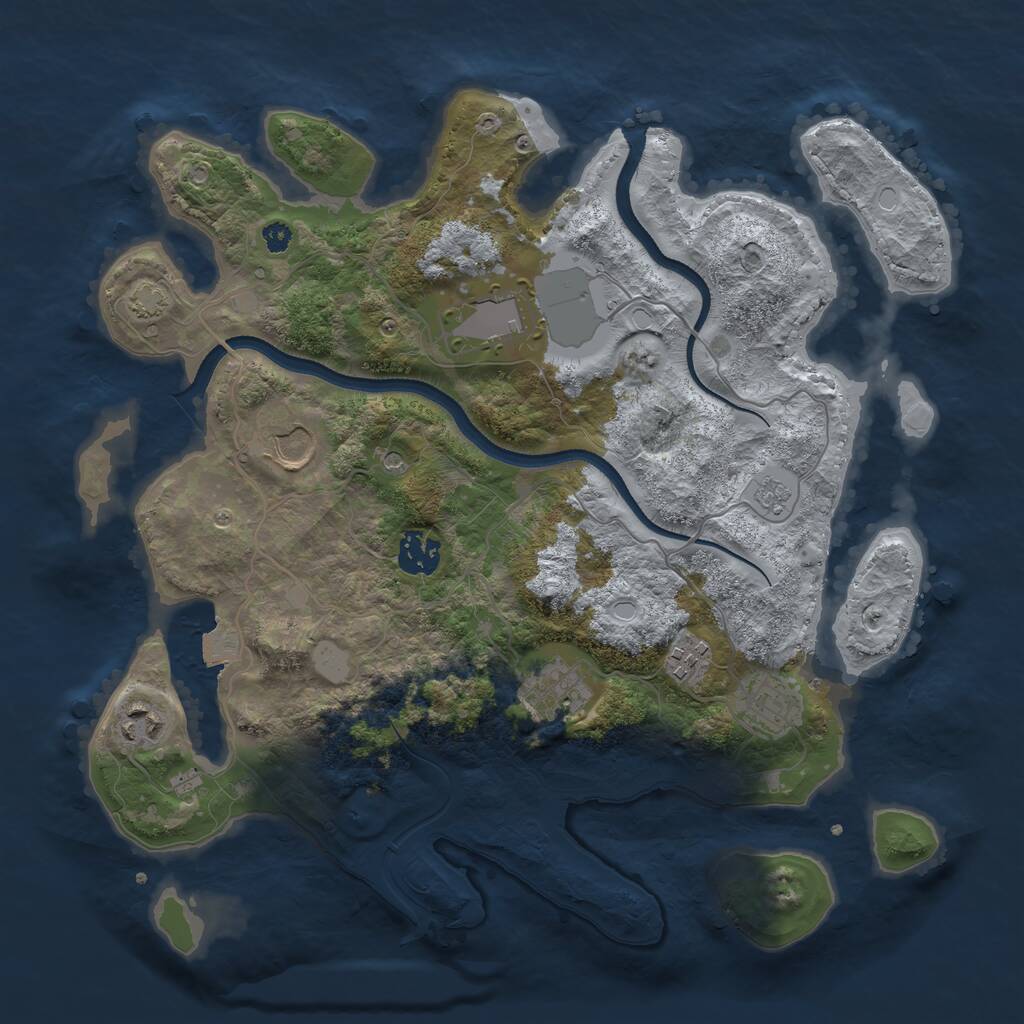 Rust Map: Procedural Map, Size: 3500, Seed: 1412982673, 11 Monuments