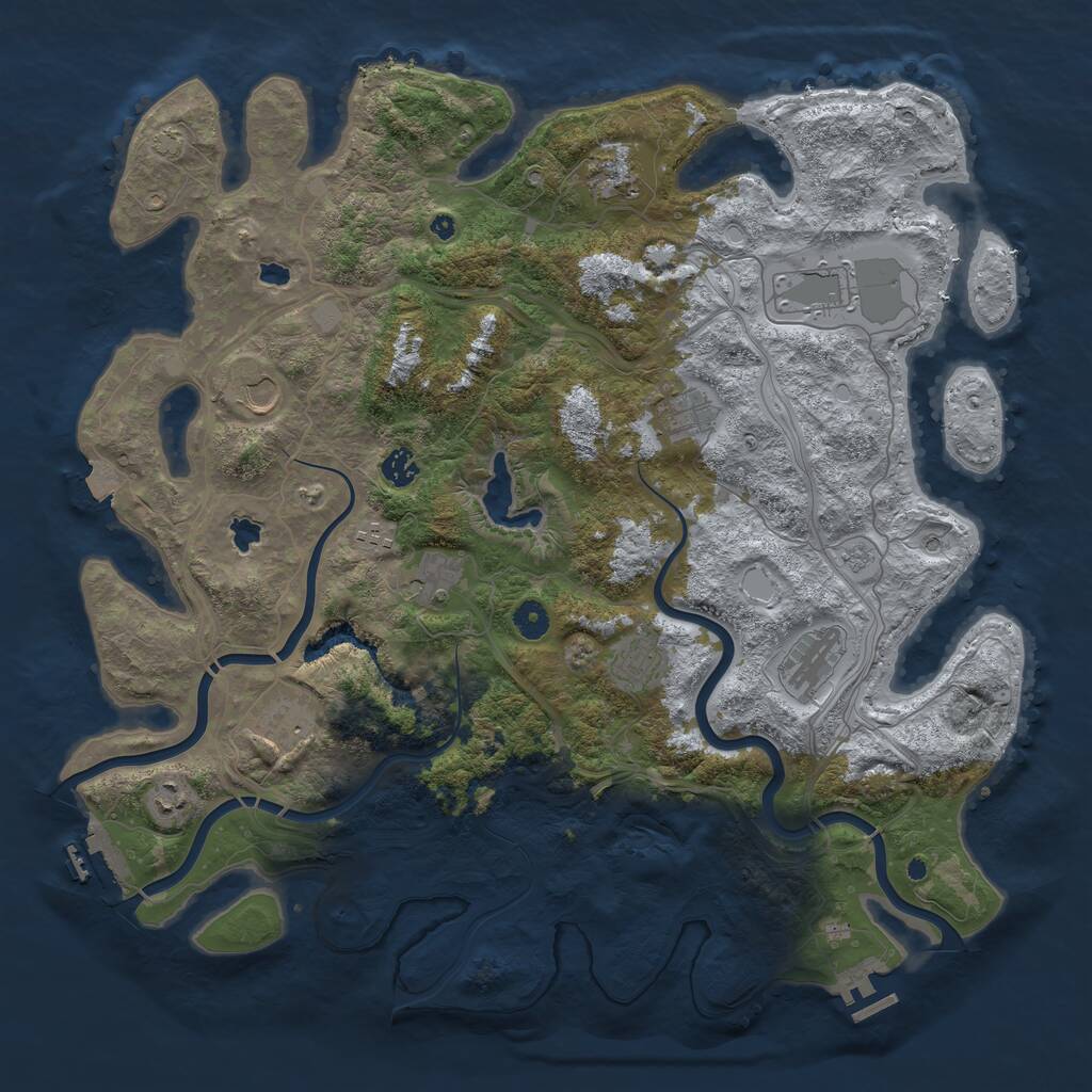Rust Map: Procedural Map, Size: 4500, Seed: 826347869, 17 Monuments