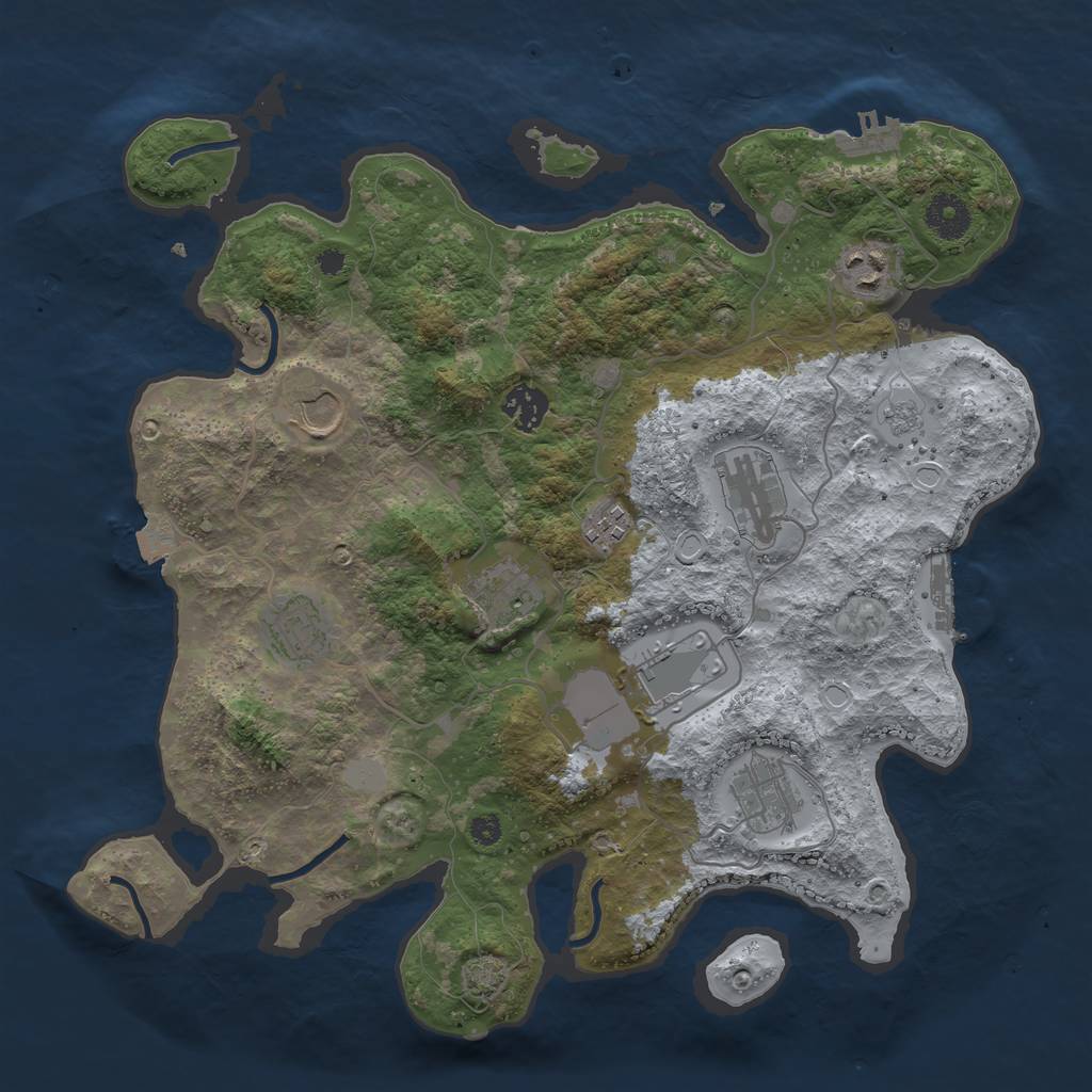 Rust Map: Procedural Map, Size: 3600, Seed: 22303, 16 Monuments