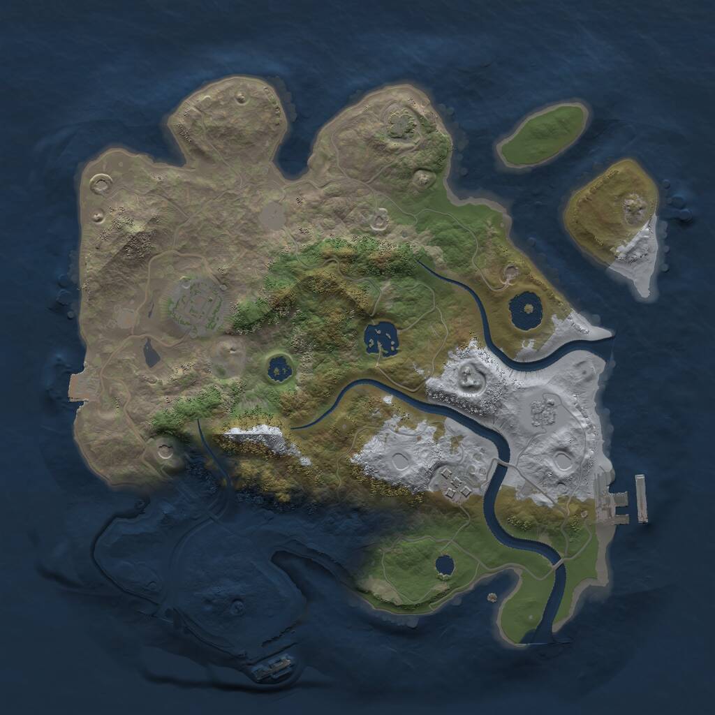 Rust Map: Procedural Map, Size: 3000, Seed: 4591036, 9 Monuments