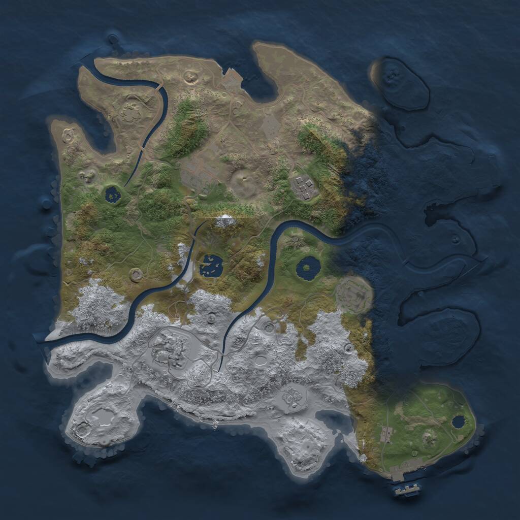 Rust Map: Procedural Map, Size: 3300, Seed: 390626928, 11 Monuments