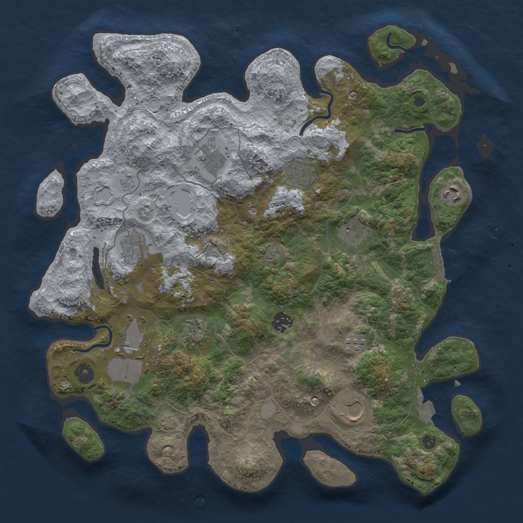 Rust Map: Procedural Map, Size: 4000, Seed: 1275251014, 17 Monuments
