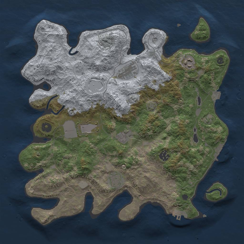 Rust Map: Procedural Map, Size: 3600, Seed: 12303, 14 Monuments