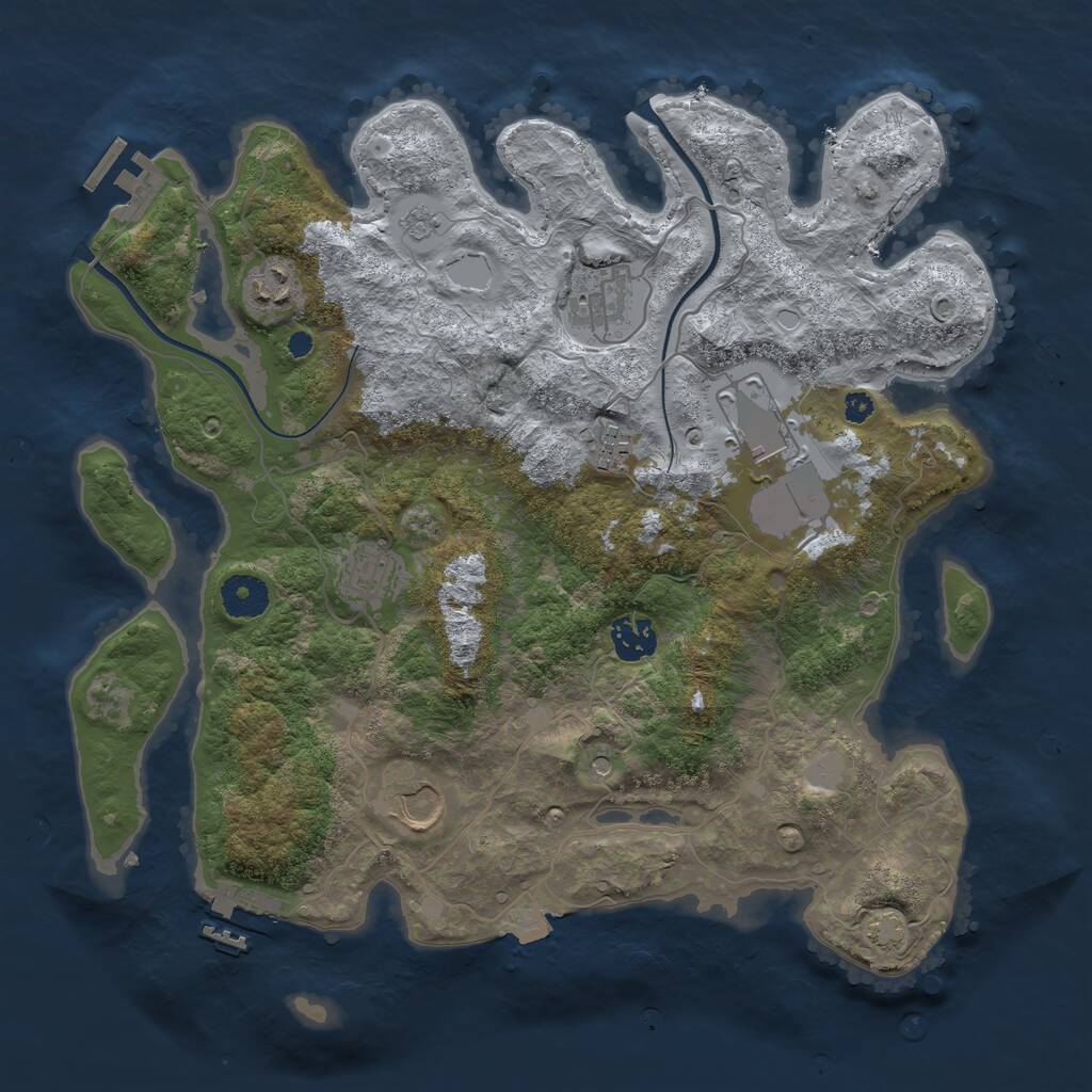 Rust Map: Procedural Map, Size: 3600, Seed: 920008514, 13 Monuments
