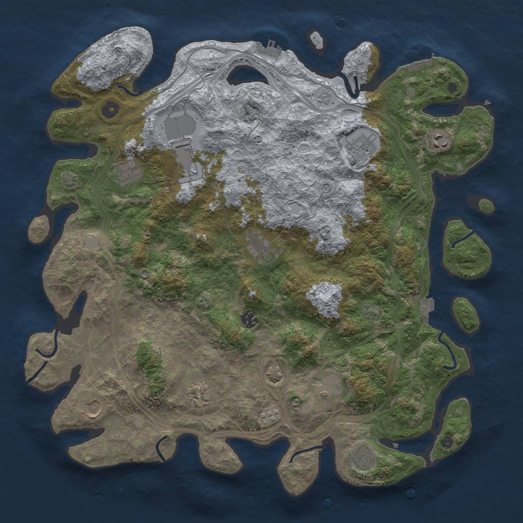 Rust Map: Procedural Map, Size: 4500, Seed: 47322400, 19 Monuments