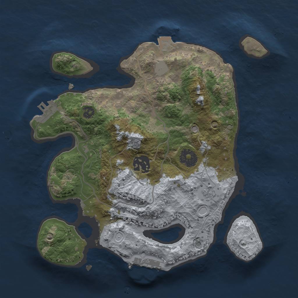 Rust Map: Procedural Map, Size: 2500, Seed: 473410062, 7 Monuments