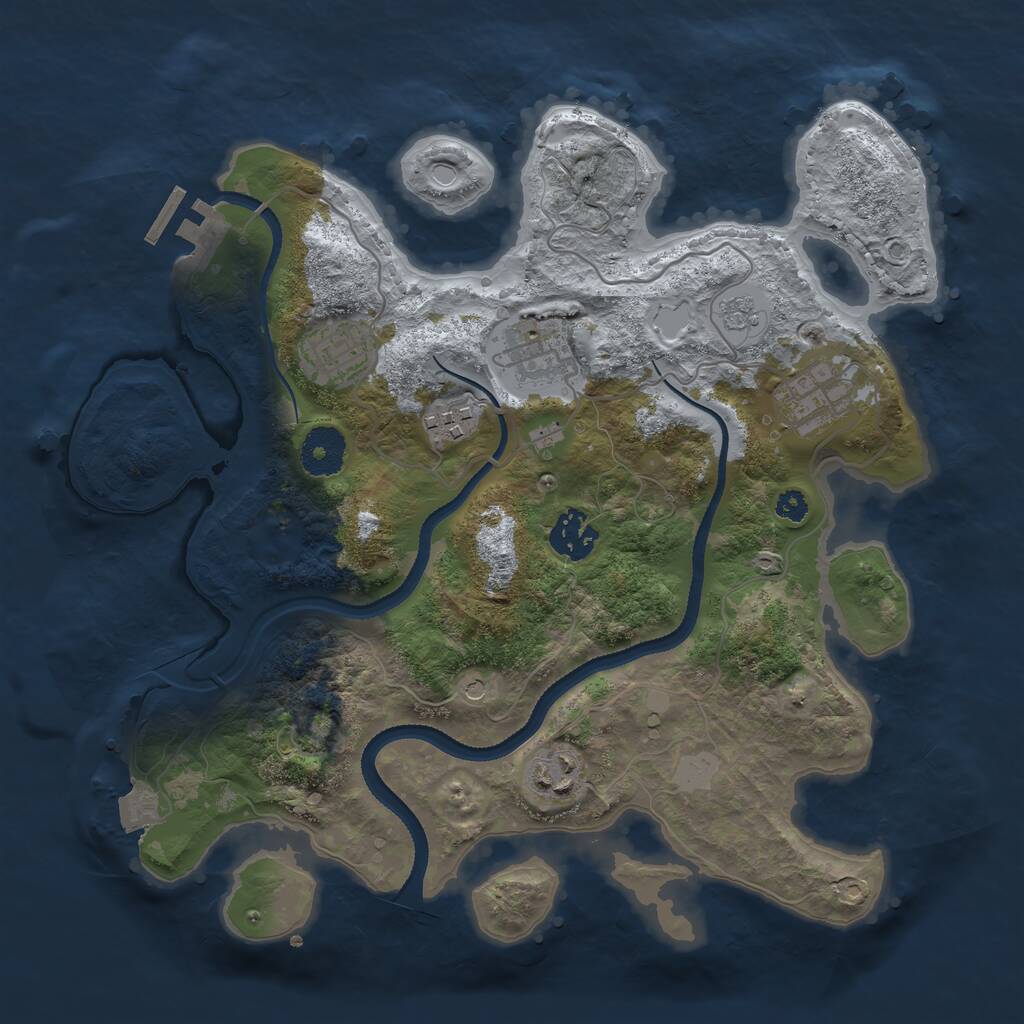 Rust Map: Procedural Map, Size: 3250, Seed: 377648196, 11 Monuments