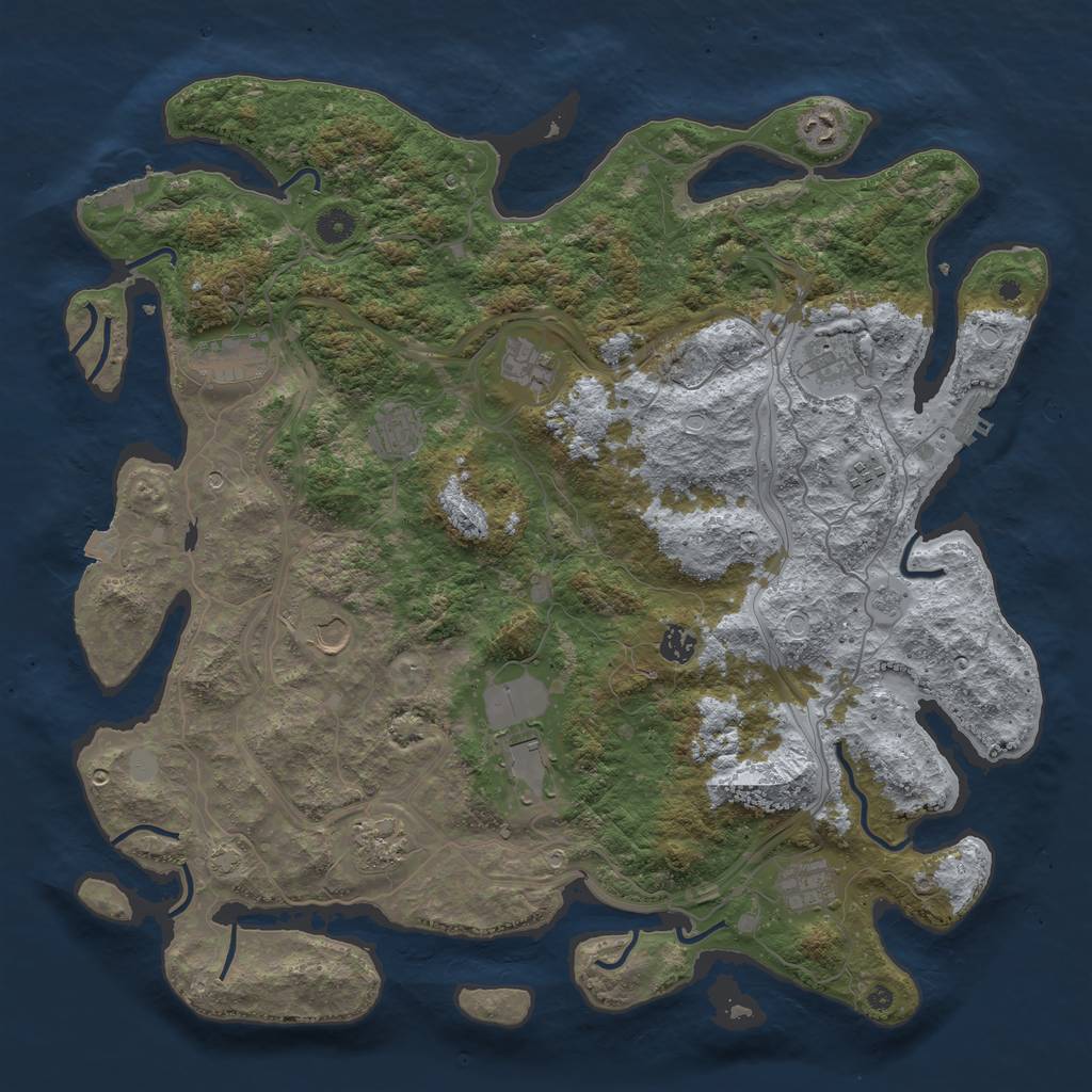 Rust Map: Procedural Map, Size: 4500, Seed: 1134583933, 19 Monuments
