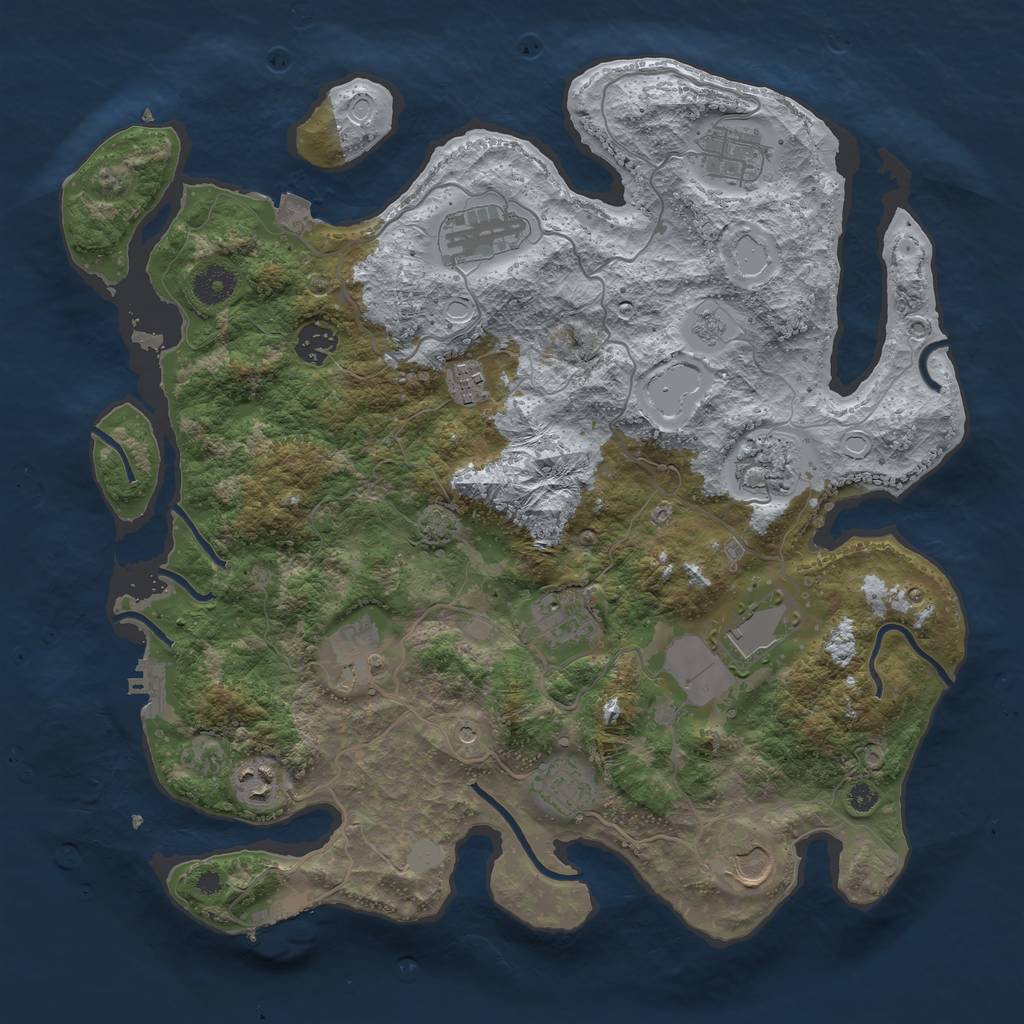 Rust Map: Procedural Map, Size: 3800, Seed: 37755277, 19 Monuments