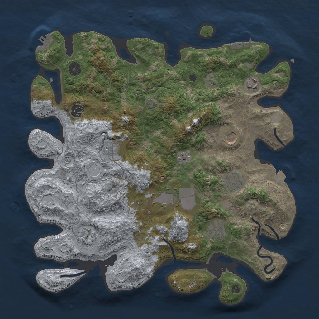 Rust Map: Procedural Map, Size: 3750, Seed: 648922717, 17 Monuments