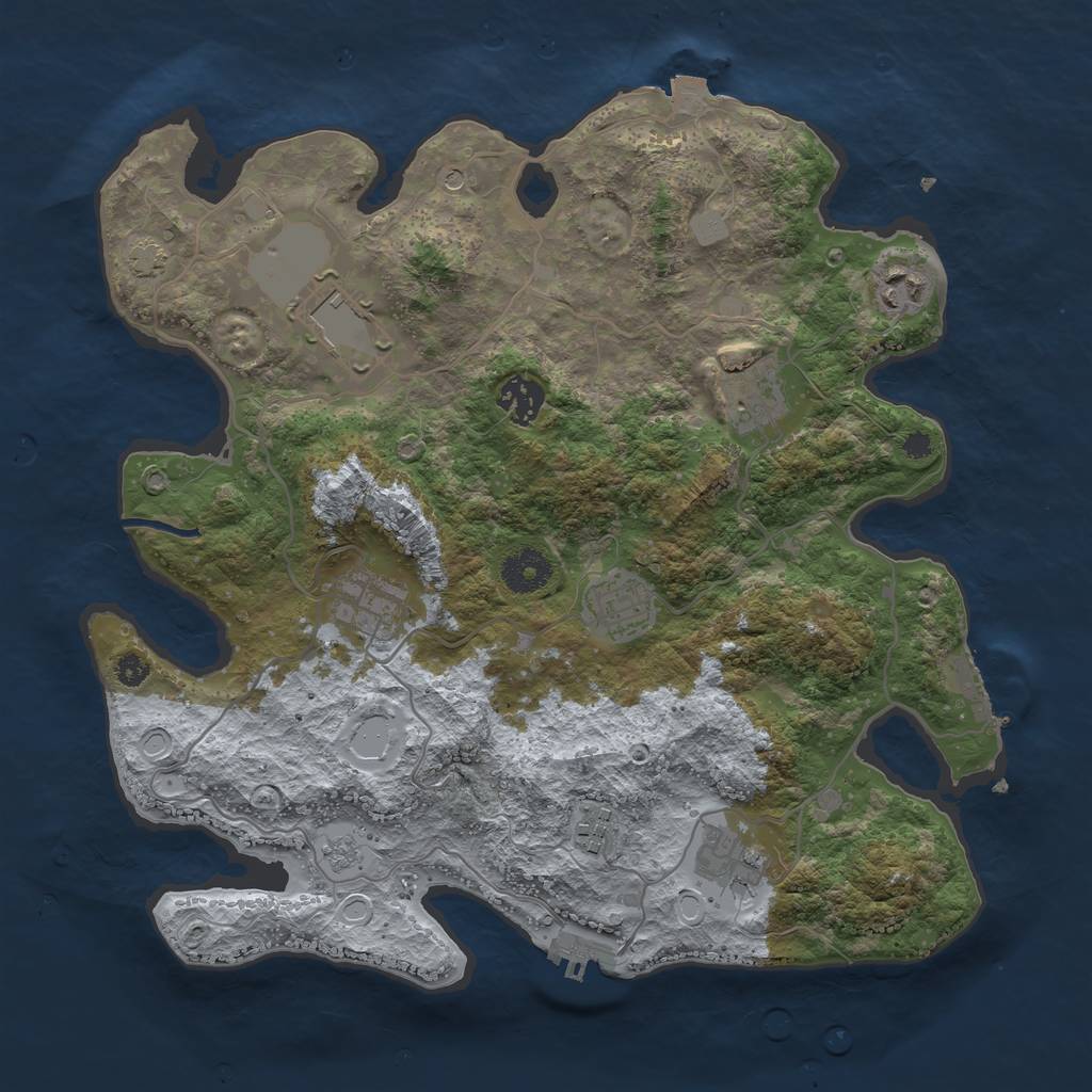 Rust Map: Procedural Map, Size: 3500, Seed: 1803484437, 16 Monuments