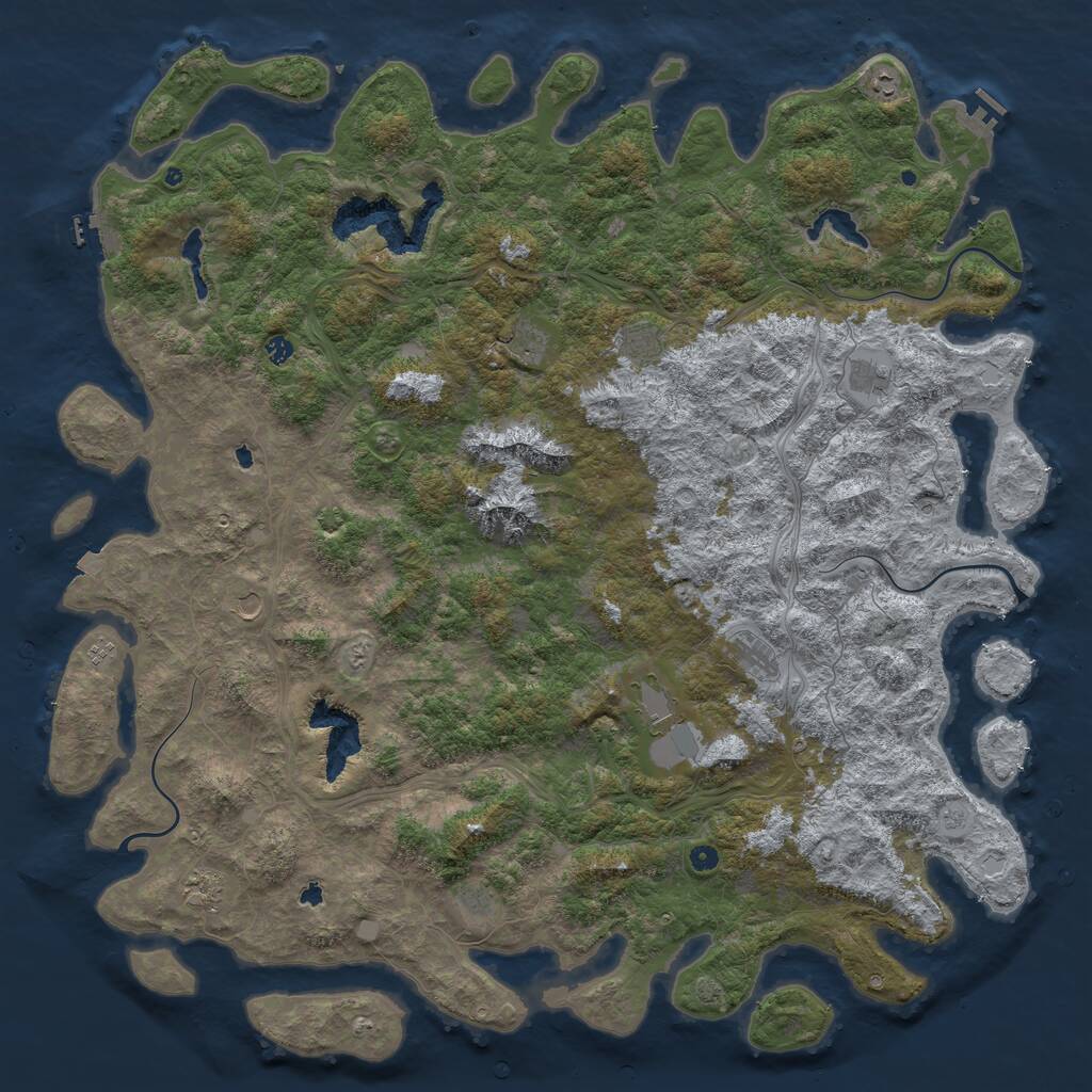 Rust Map: Procedural Map, Size: 6000, Seed: 700602300, 17 Monuments