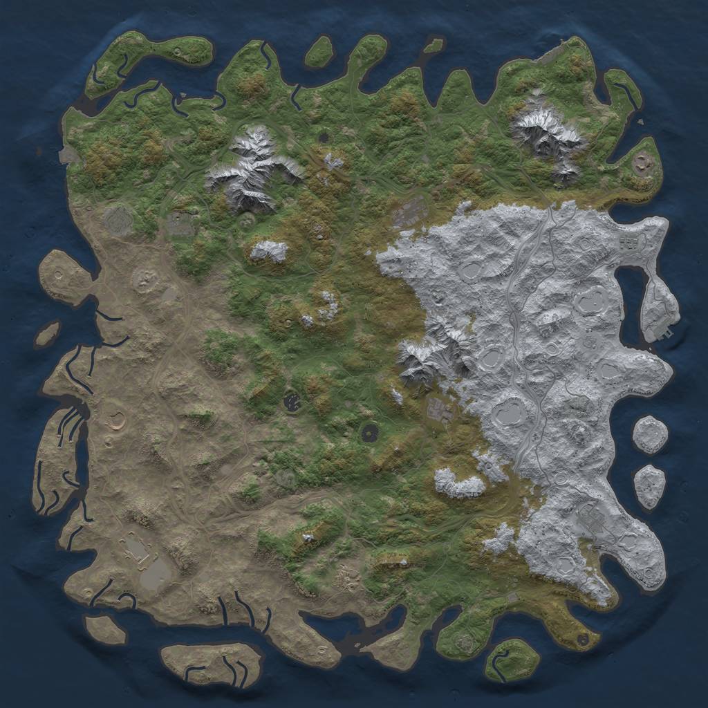 Rust Map: Procedural Map, Size: 6000, Seed: 700602300, 19 Monuments