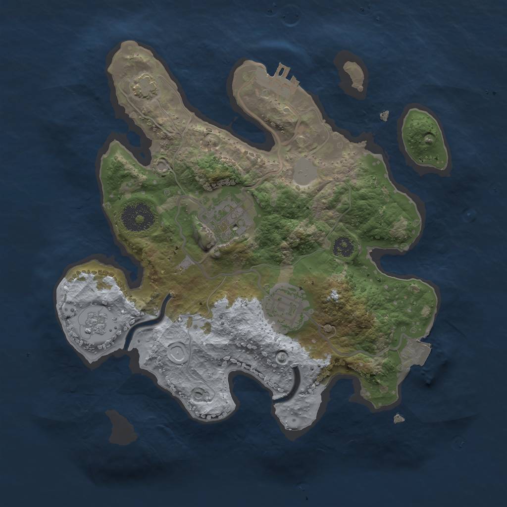 Rust Map: Procedural Map, Size: 2500, Seed: 234697398, 8 Monuments