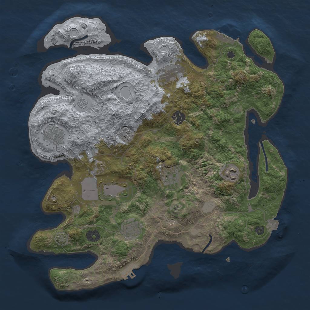 Rust Map: Procedural Map, Size: 3500, Seed: 26823, 16 Monuments
