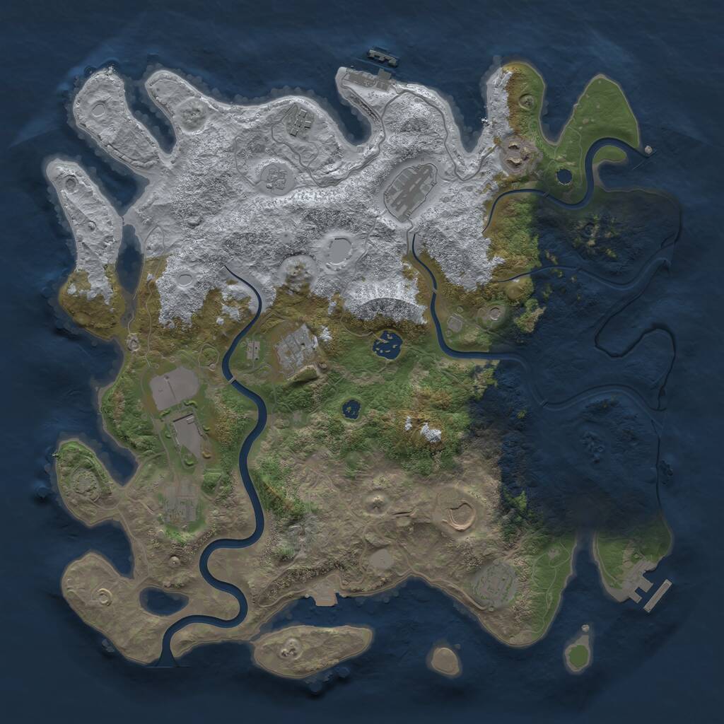 Rust Map: Procedural Map, Size: 3900, Seed: 728369951, 15 Monuments