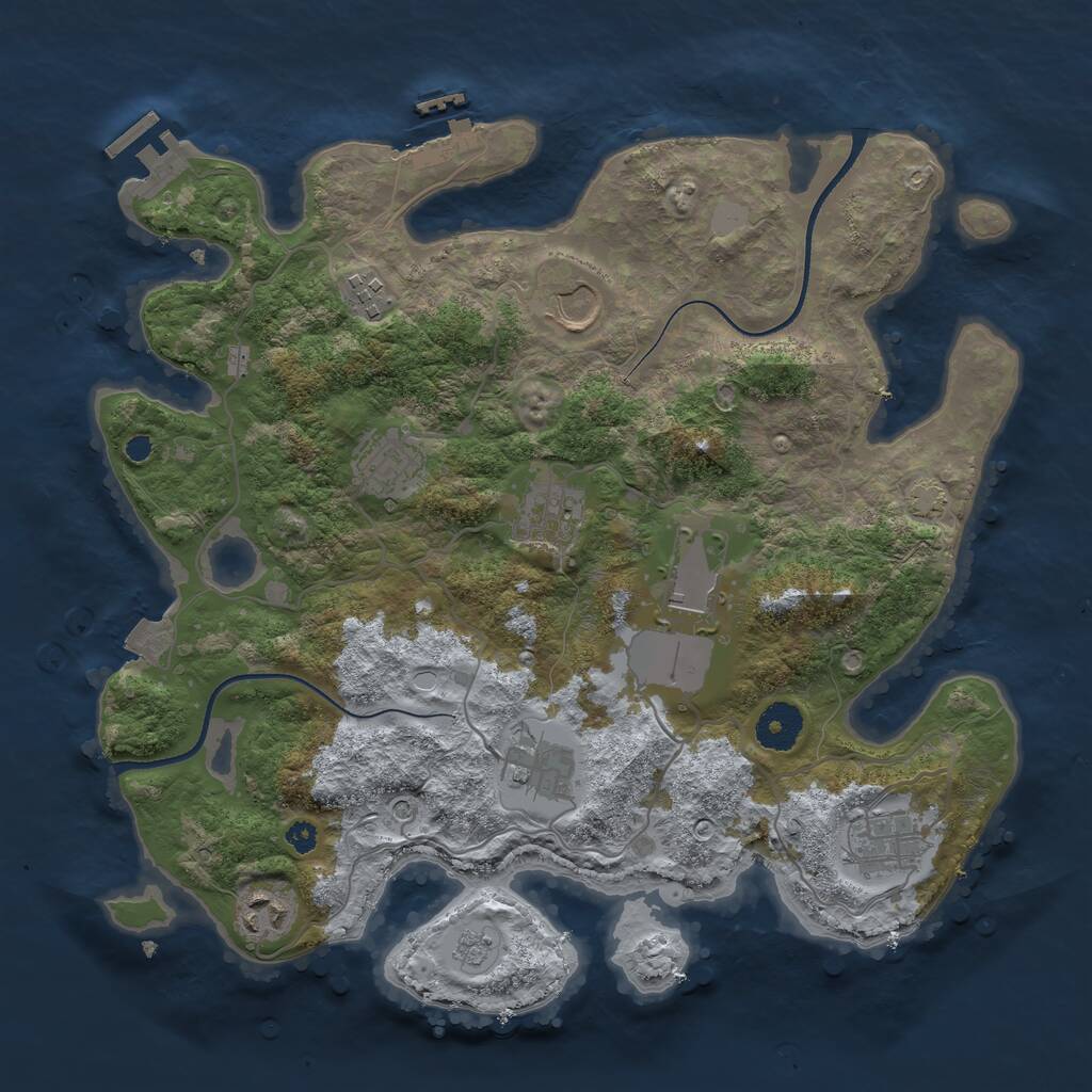 Rust Map: Procedural Map, Size: 3500, Seed: 124542189, 14 Monuments