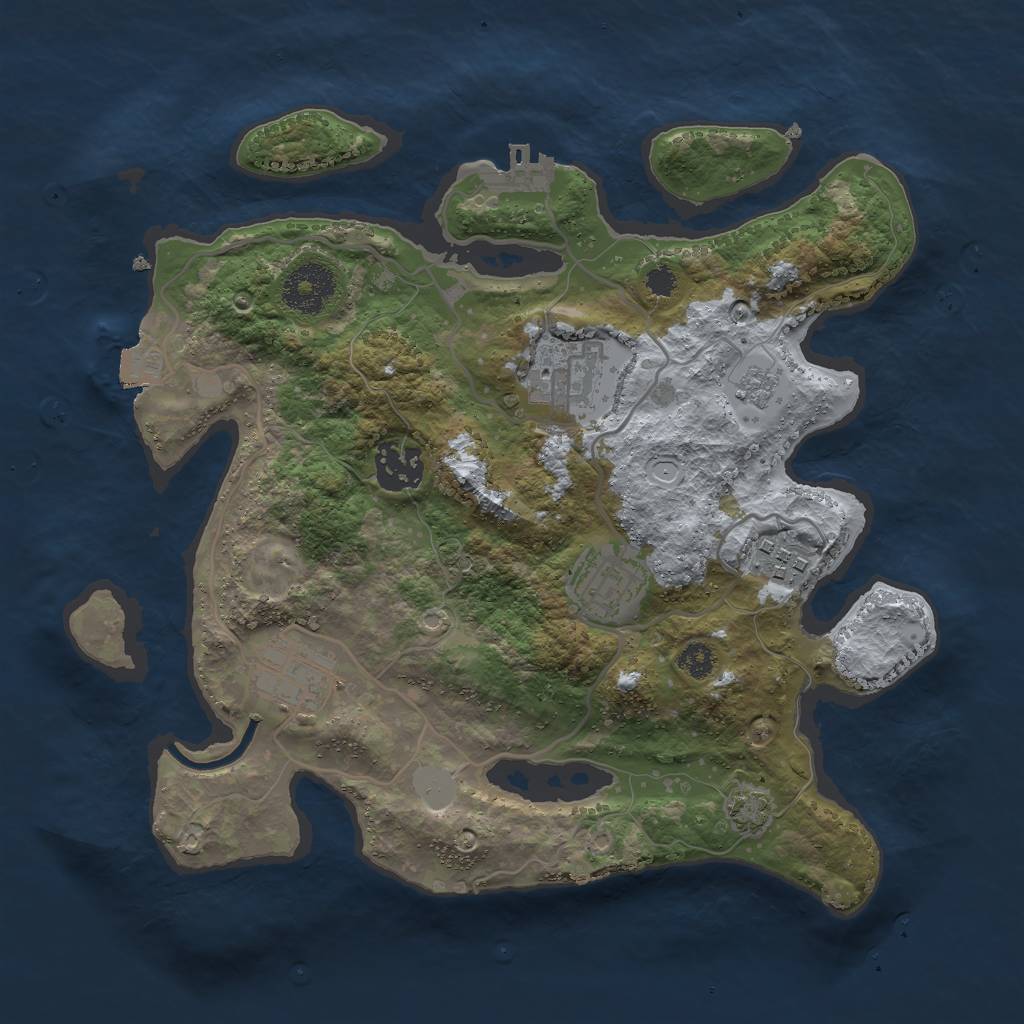 Rust Map: Procedural Map, Size: 3000, Seed: 2035399613, 11 Monuments