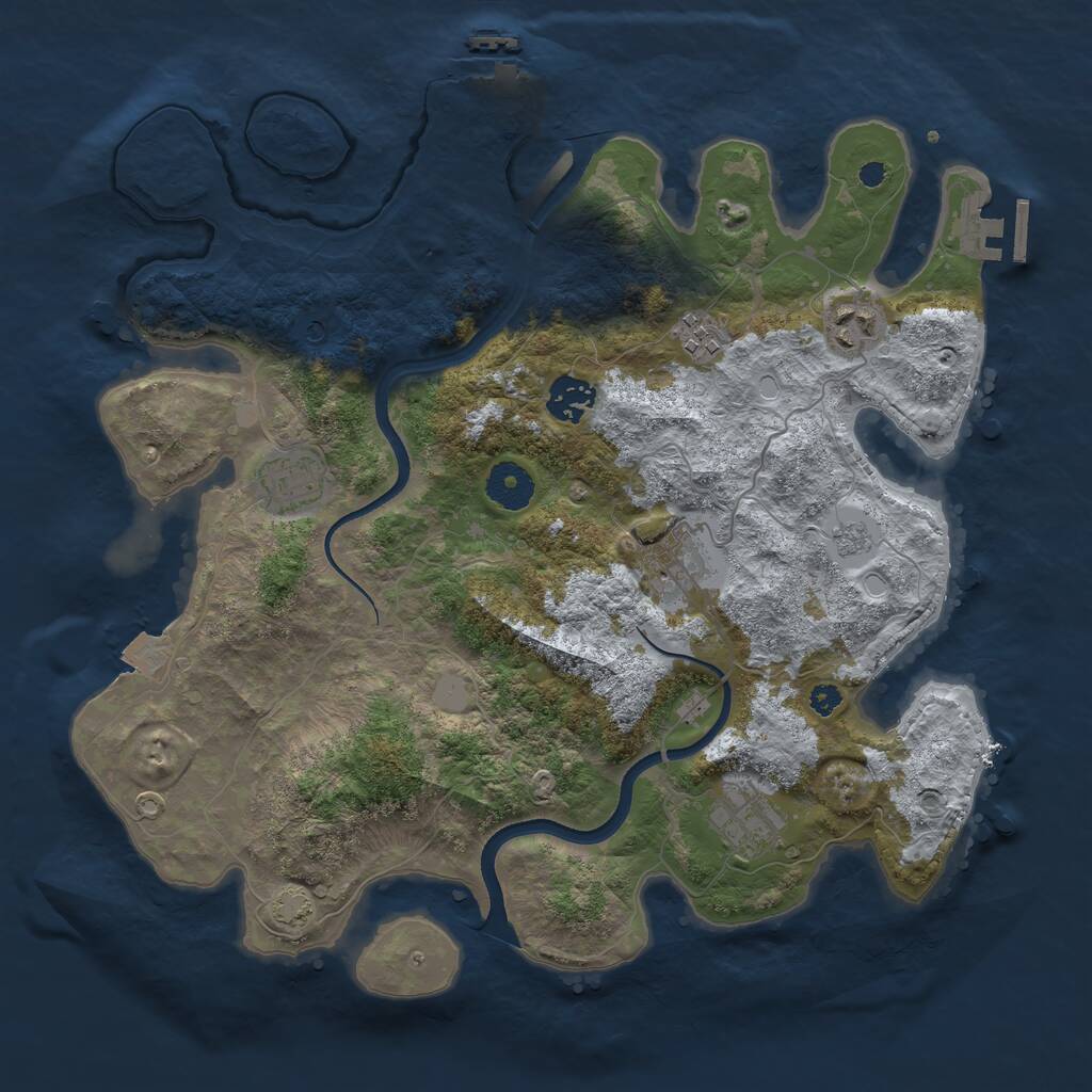 Rust Map: Procedural Map, Size: 3500, Seed: 14228473, 12 Monuments