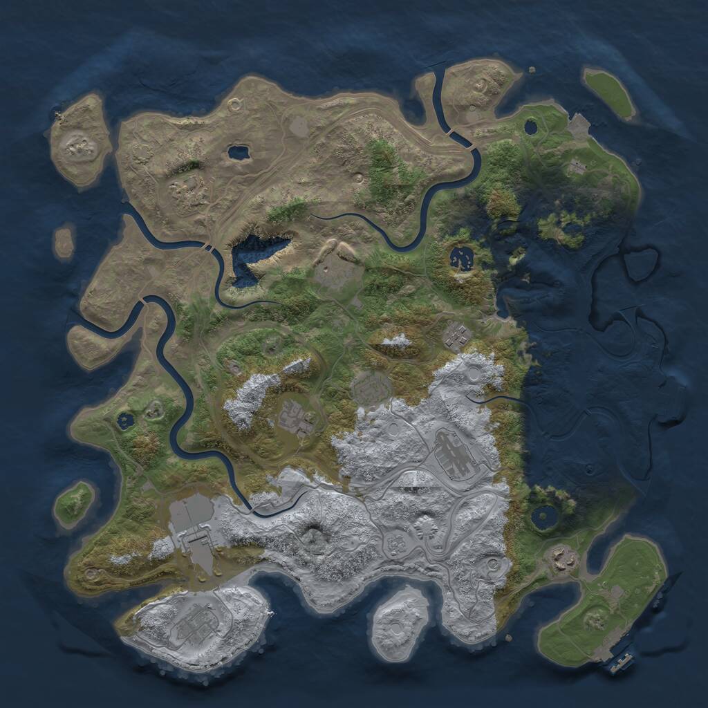 Rust Map: Procedural Map, Size: 4250, Seed: 514855439, 16 Monuments