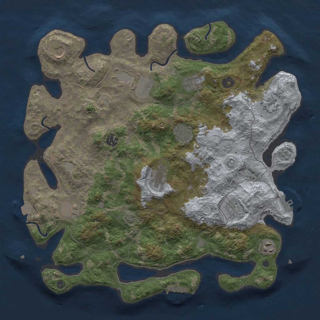 Rust Map: Procedural Map, Size: 4000, Seed: 2099039566, 19 Monuments