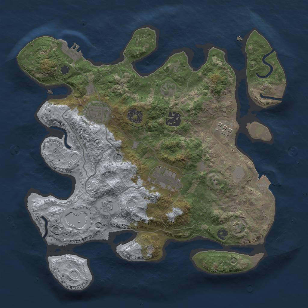 Rust Map: Procedural Map, Size: 3000, Seed: 1219513781, 11 Monuments