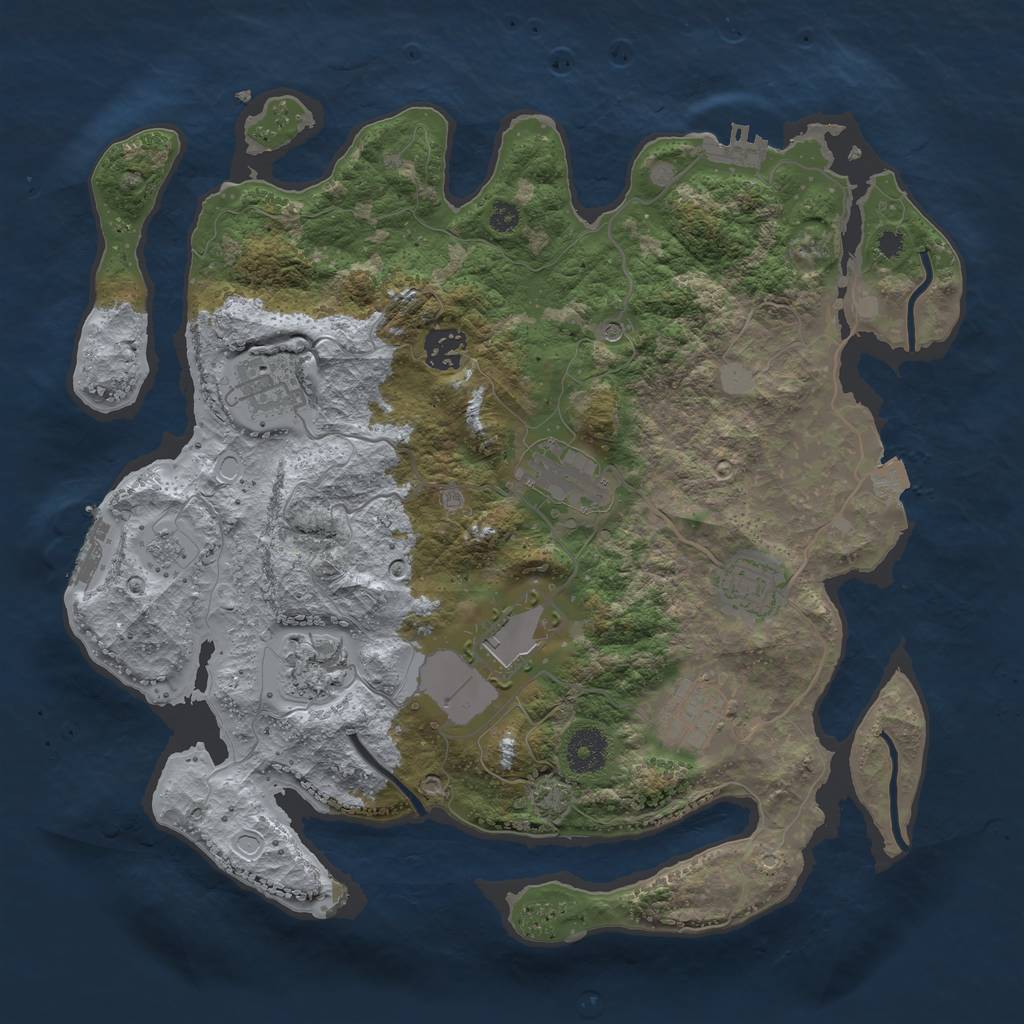 Rust Map: Procedural Map, Size: 3500, Seed: 1445049606, 15 Monuments
