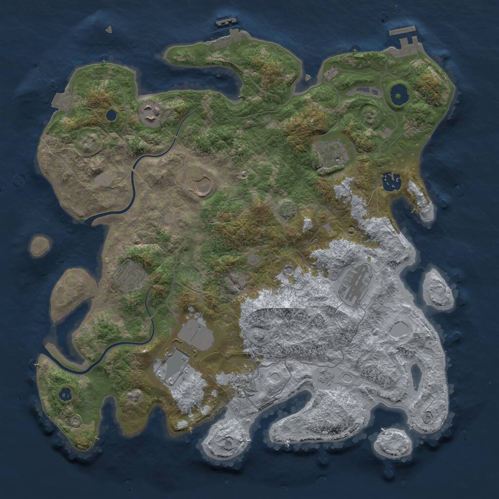 Rust Map: Procedural Map, Size: 3800, Seed: 472678783, 14 Monuments