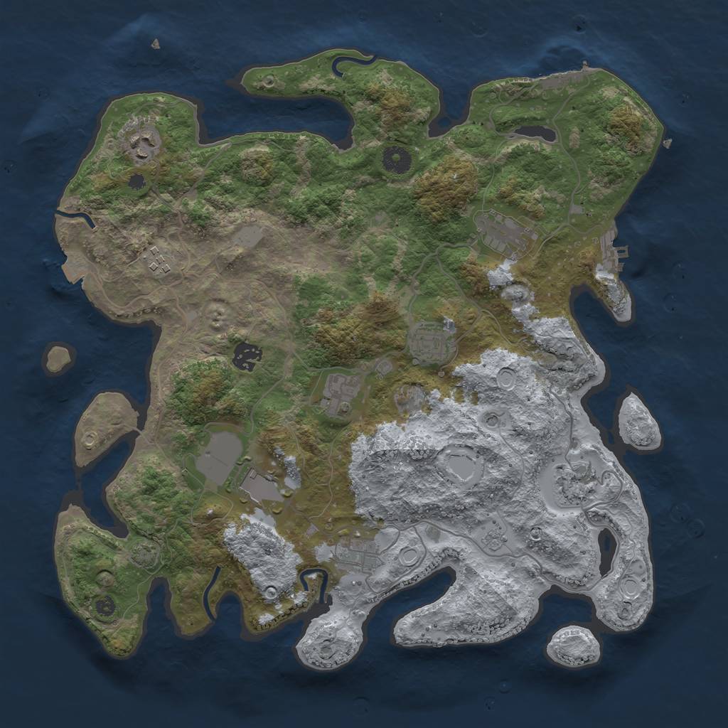 Rust Map: Procedural Map, Size: 3800, Seed: 472678783, 17 Monuments