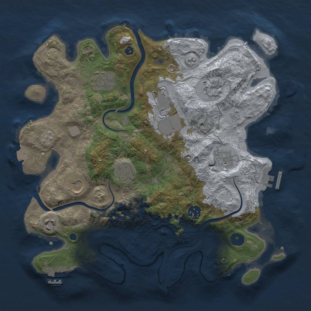 Rust Map: Procedural Map, Size: 3500, Seed: 630657682, 15 Monuments