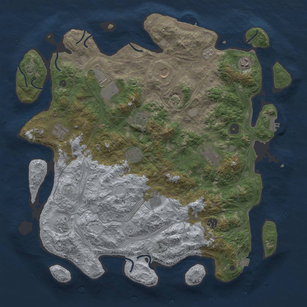 Rust Map: Procedural Map, Size: 4500, Seed: 735580521, 19 Monuments