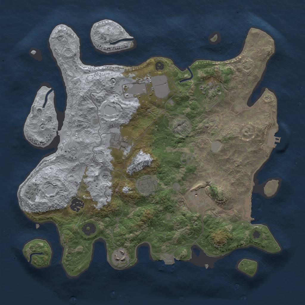 Rust Map: Procedural Map, Size: 3500, Seed: 190089418, 16 Monuments