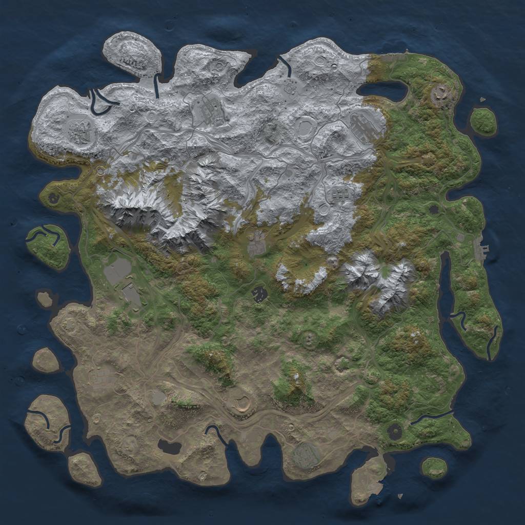 Rust Map: Procedural Map, Size: 5000, Seed: 1296580931, 19 Monuments