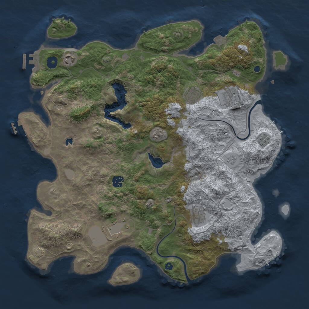 Rust Map: Procedural Map, Size: 4000, Seed: 1611745994, 13 Monuments