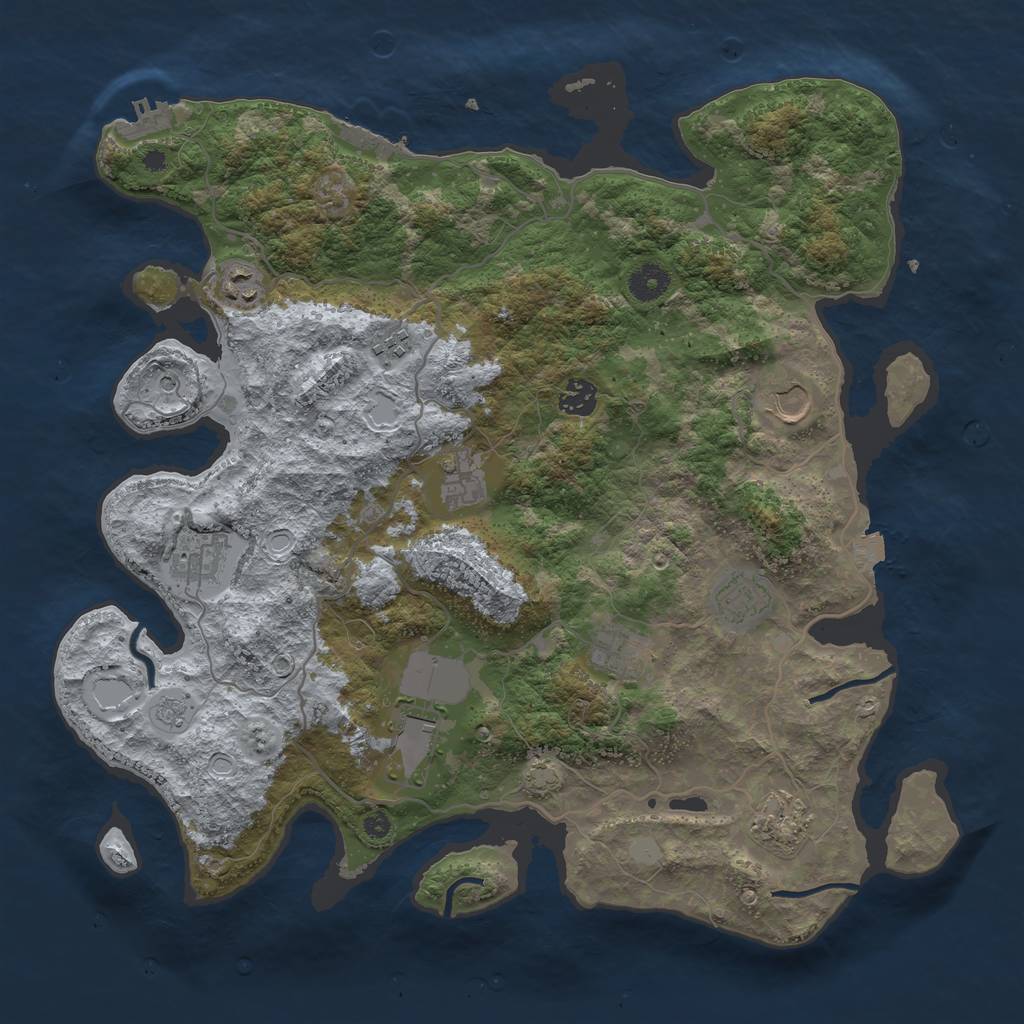 Rust Map: Procedural Map, Size: 4000, Seed: 353505249, 18 Monuments