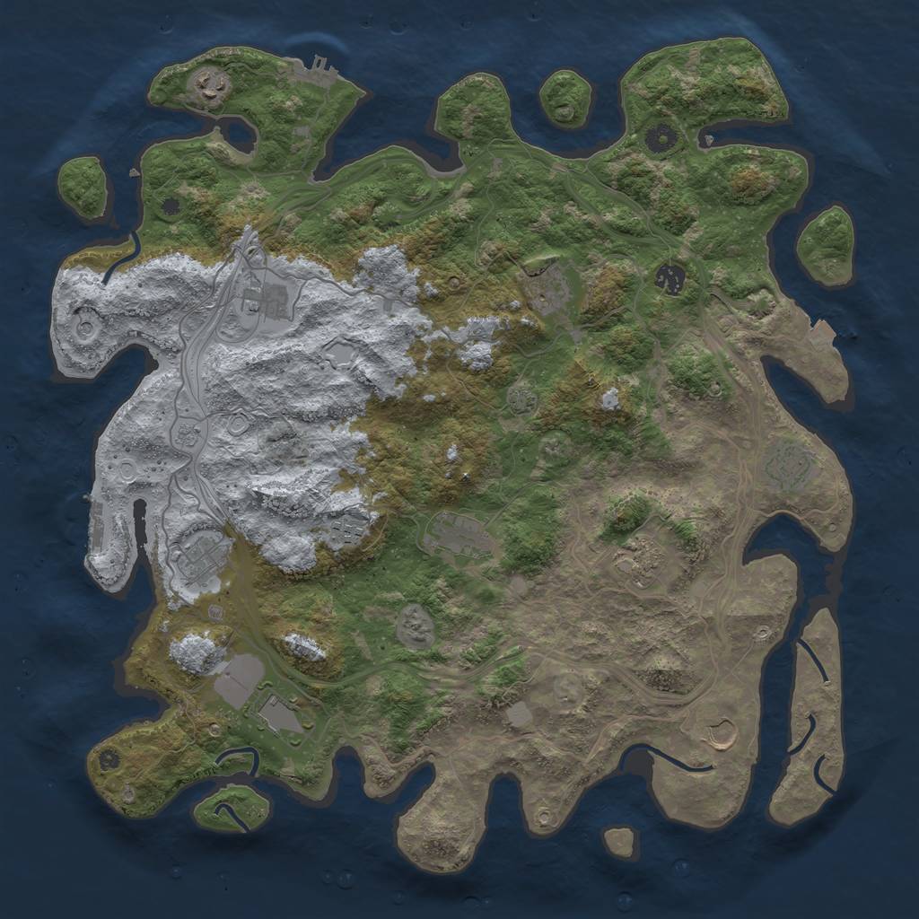 Rust Map: Procedural Map, Size: 4500, Seed: 13855, 19 Monuments