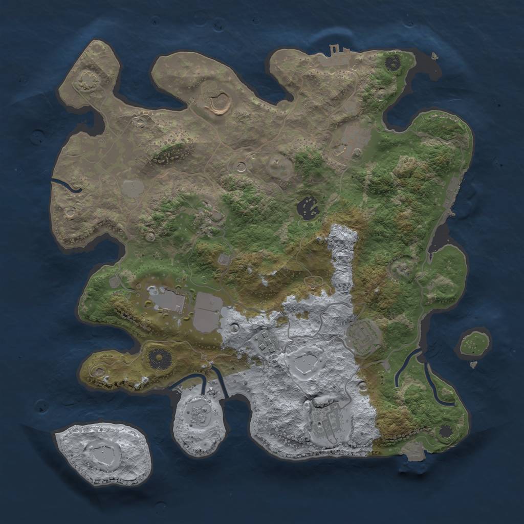 Rust Map: Procedural Map, Size: 3500, Seed: 1416350470, 16 Monuments