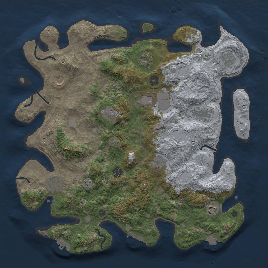 Rust Map: Procedural Map, Size: 4000, Seed: 121810810, 19 Monuments