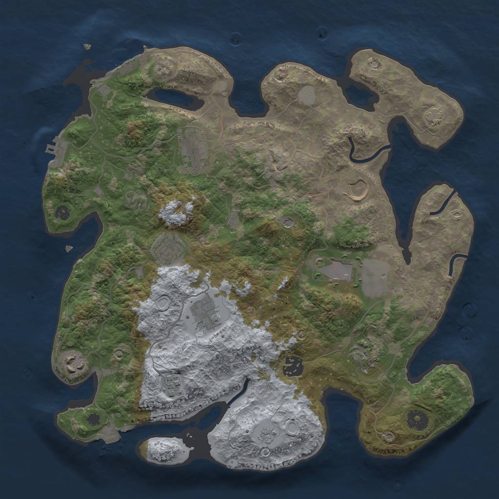 Rust Map: Procedural Map, Size: 3500, Seed: 1116047721, 17 Monuments