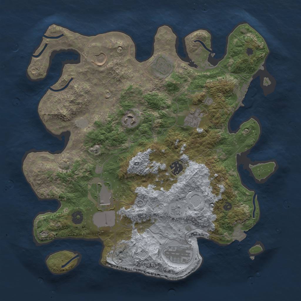 Rust Map: Procedural Map, Size: 3500, Seed: 1786614409, 14 Monuments