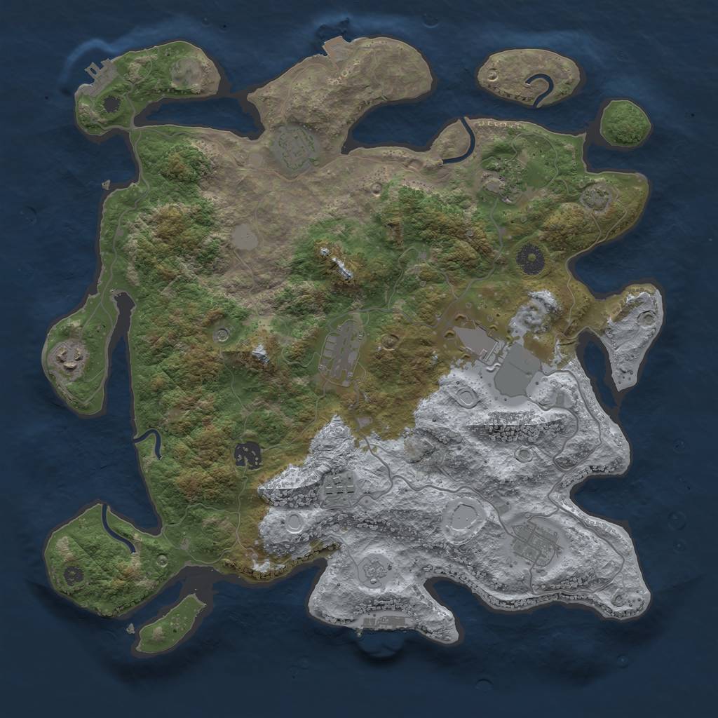 Rust Map: Procedural Map, Size: 3750, Seed: 90082058, 16 Monuments