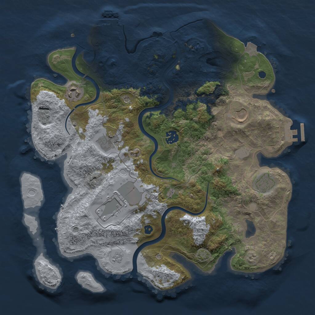 Rust Map: Procedural Map, Size: 3500, Seed: 1886319606, 13 Monuments