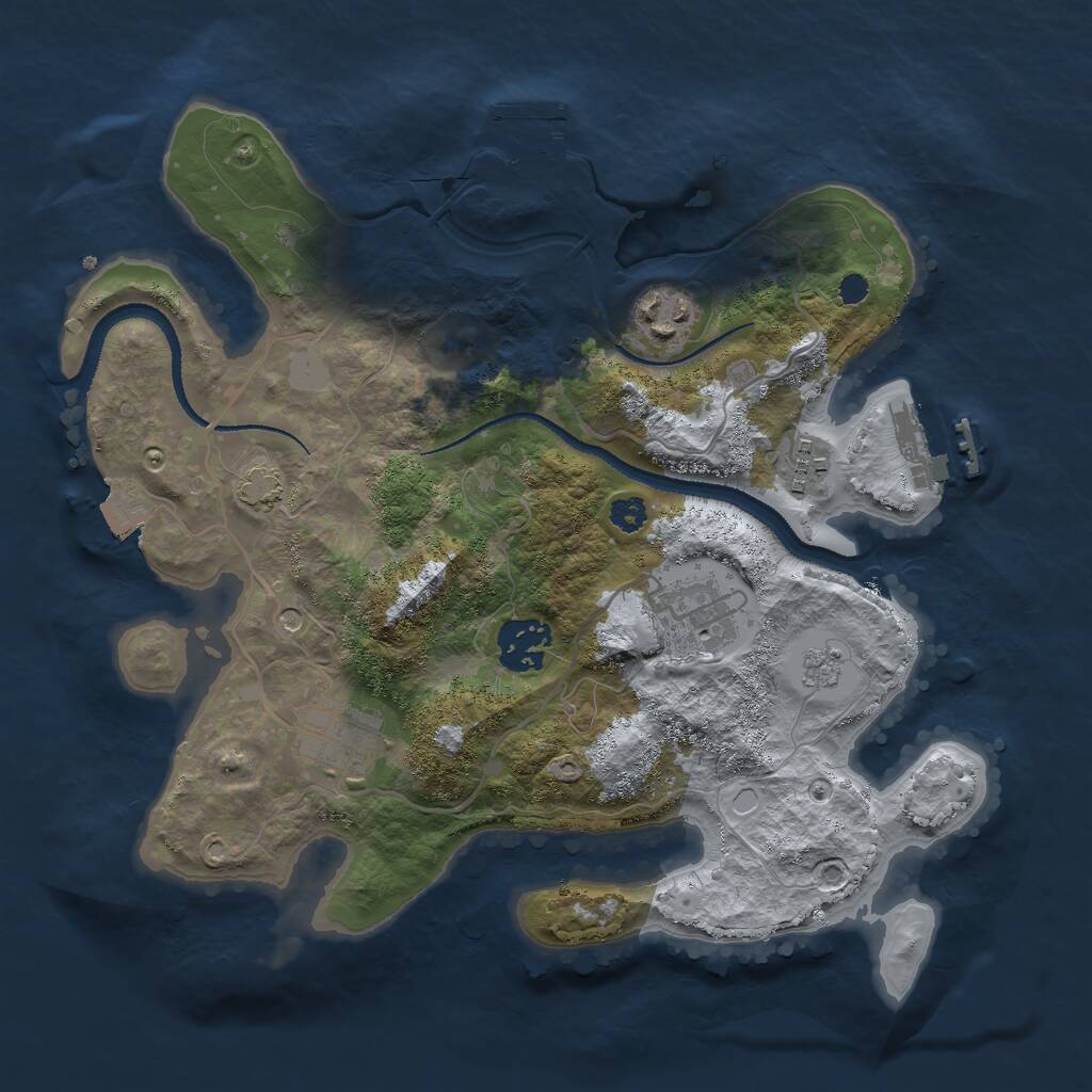 Rust Map: Procedural Map, Size: 3000, Seed: 3615, 11 Monuments