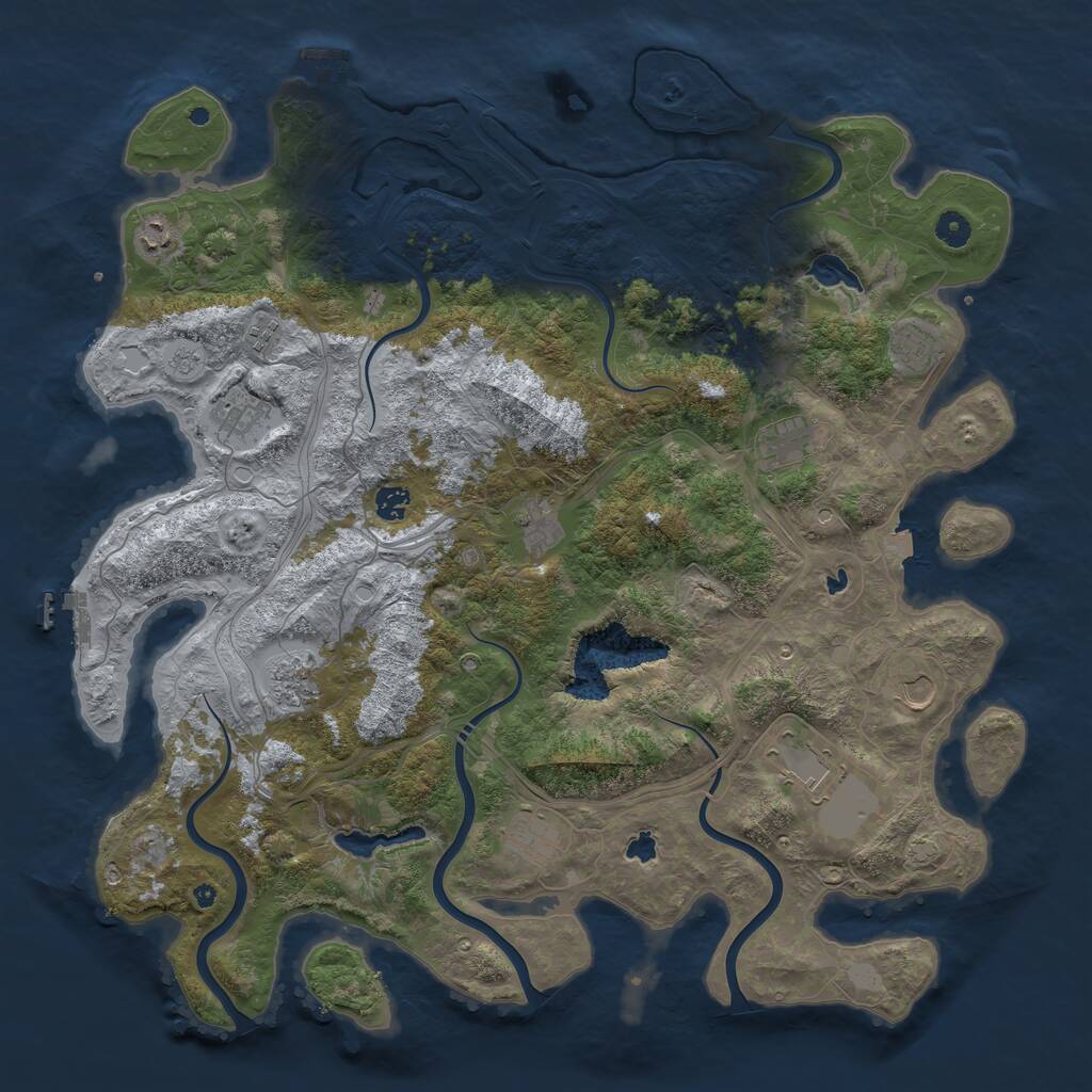 Rust Map: Procedural Map, Size: 4700, Seed: 1361071814, 17 Monuments