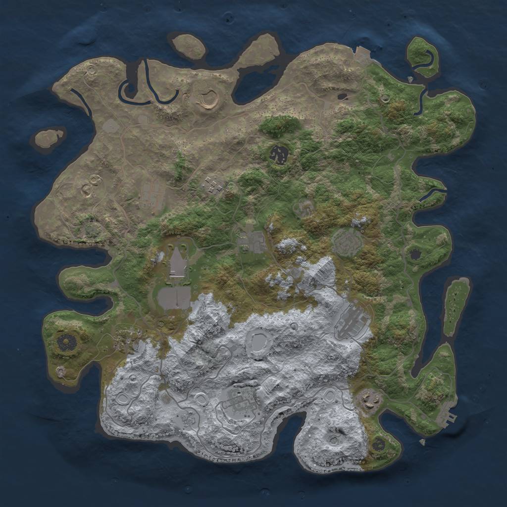 Rust Map: Procedural Map, Size: 4000, Seed: 3486, 18 Monuments