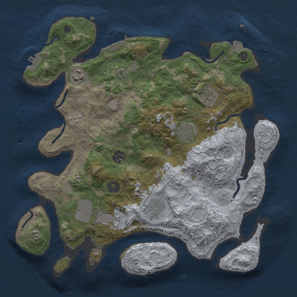 Rust Map: Procedural Map, Size: 3500, Seed: 390203798, 15 Monuments