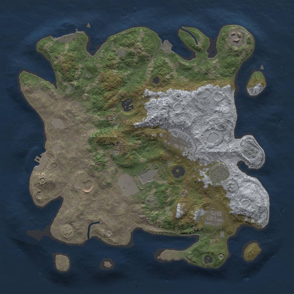 Rust Map: Procedural Map, Size: 3500, Seed: 1392514336, 16 Monuments