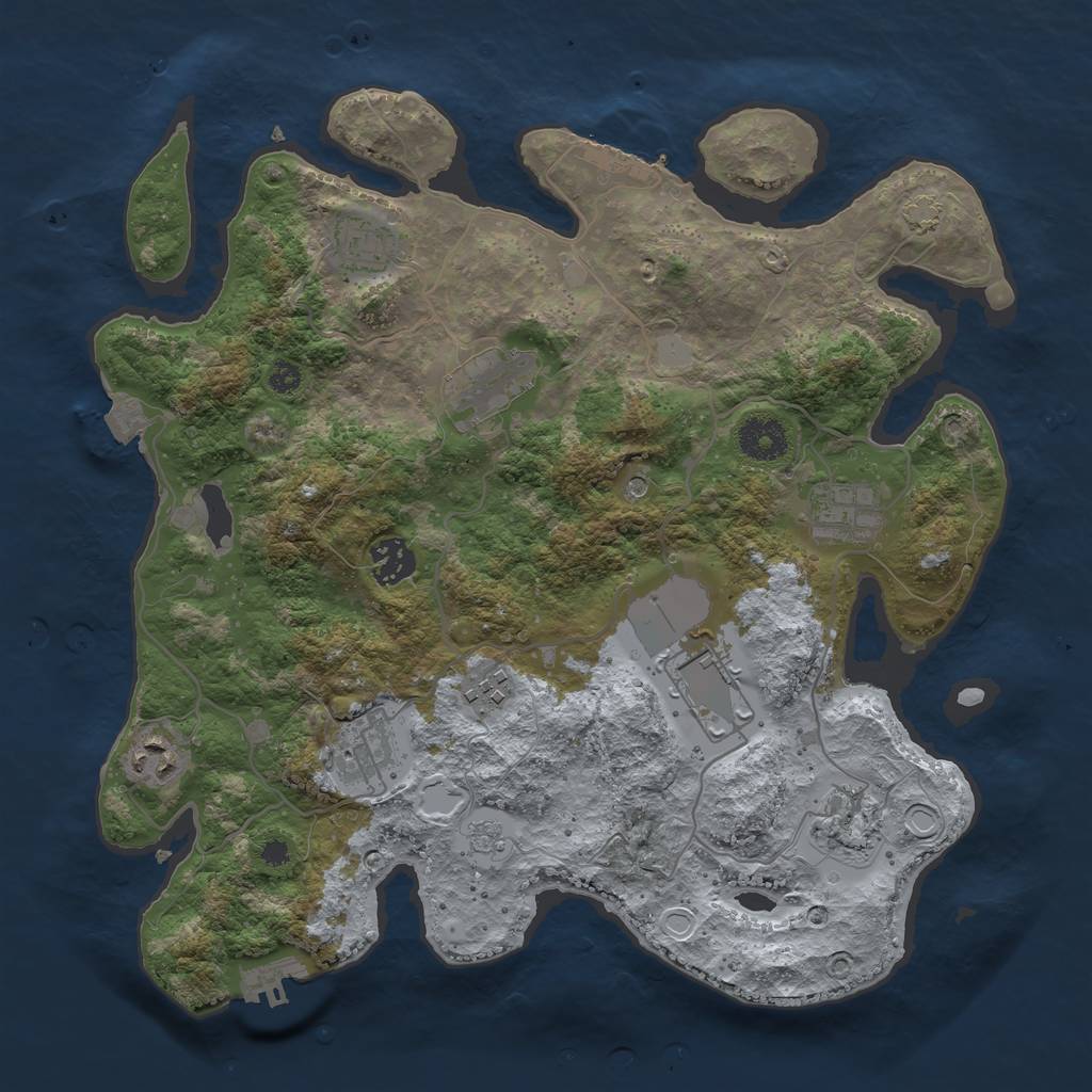 Rust Map: Procedural Map, Size: 3500, Seed: 1403178700, 17 Monuments